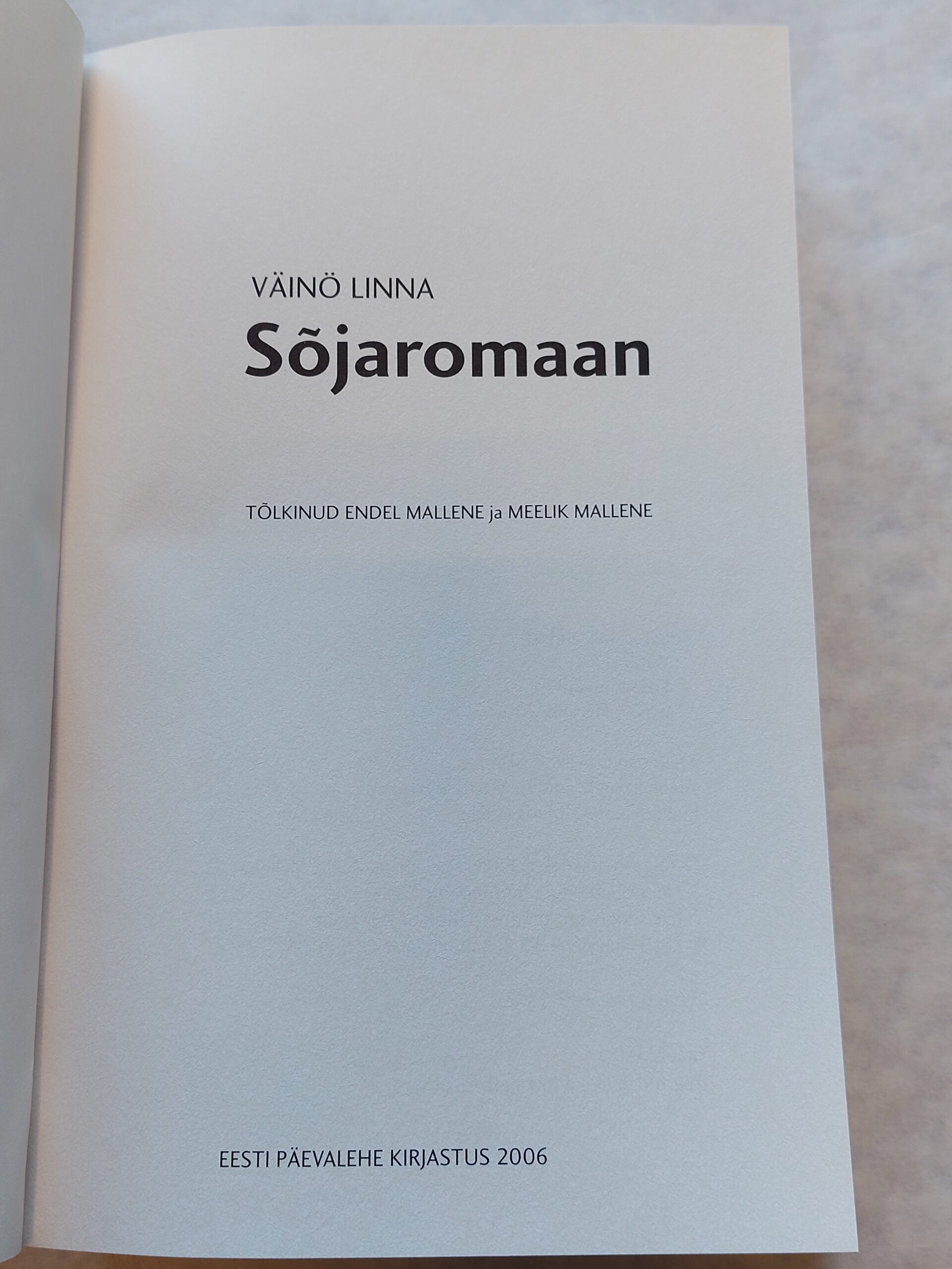 Sõjaromaan. Väinö Linna. 2006 - Image 2