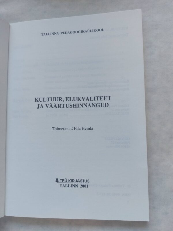 Kultuur, elukvaliteet ja väärtushinnangud. 2001 - Image 3