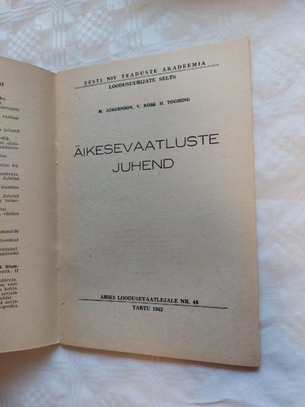 Abiks loodusvaatlejale. Äikesevaatluse juhend. M. Jürgenson; V. Ross; H, Tooming. 1962 - Image 2