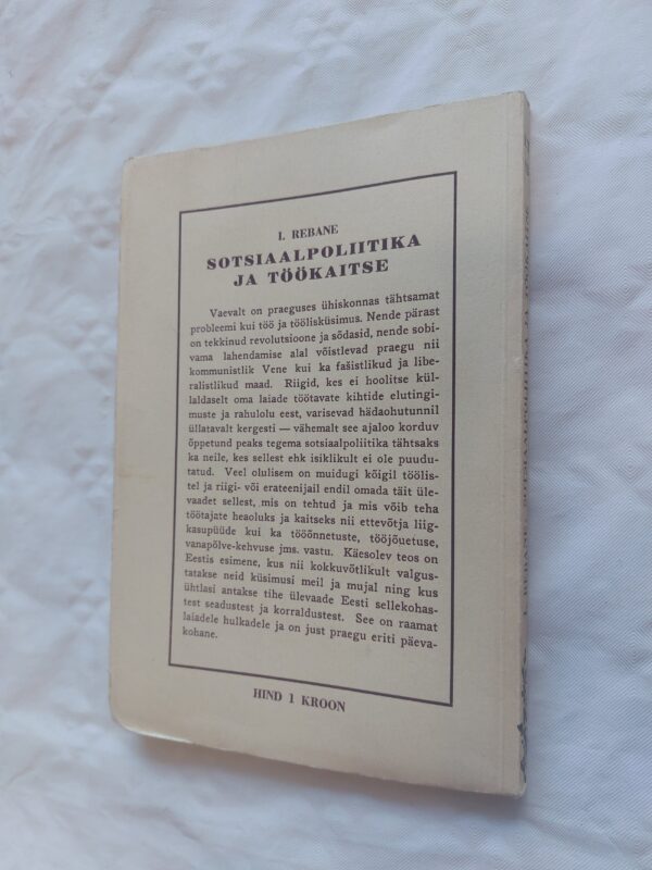 Elav teadus Nr. 93. Sotsiaalpoliitika ja töökaitse. Ilmar Rebane. 1939 - Image 5