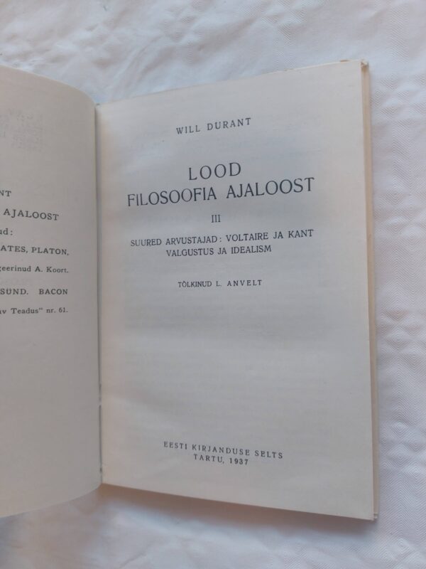 Elav teadus Nr. 65. Lood filosoofia ajaloost III. Will Durant. 1937 - Image 2