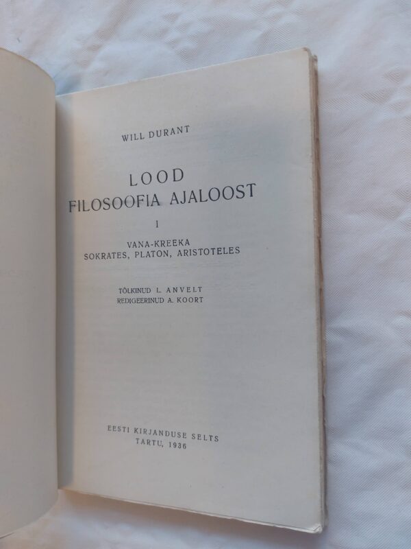 Elav teadus Nr 56. Lood filosoofia ajaloost I. Will Durant. 1936 - Image 2