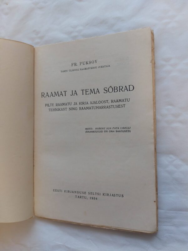 Elav teadus Nr. 30. Raamat ja tema sõbrad. Fr. Puksov. 1934 - Image 2