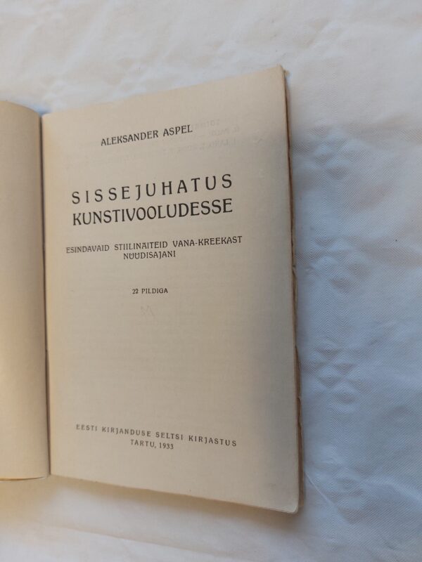 Elav teadus Nr.23. Sissejuhatus kunstivooludesse. Aleksander Aspel. 1933 - Image 2