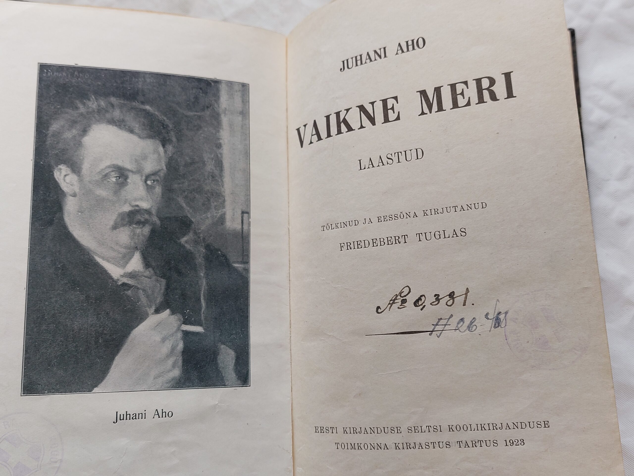Vaikne meri. Laastud. Juhani Aho. 1923