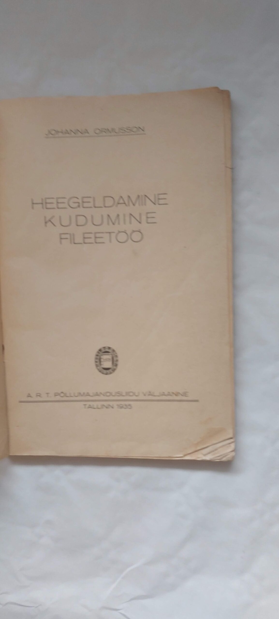 Heegeldamine kudumine fileetöö. Johanna Ormusson. 1935 - Image 2