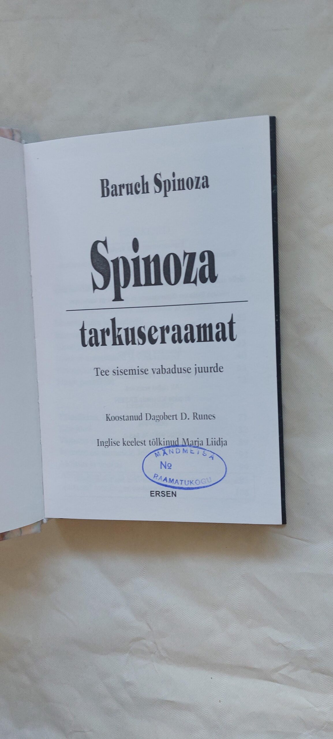 Spinoza tarkuseraamat. Baruch Spinoza. 2004 - Image 2