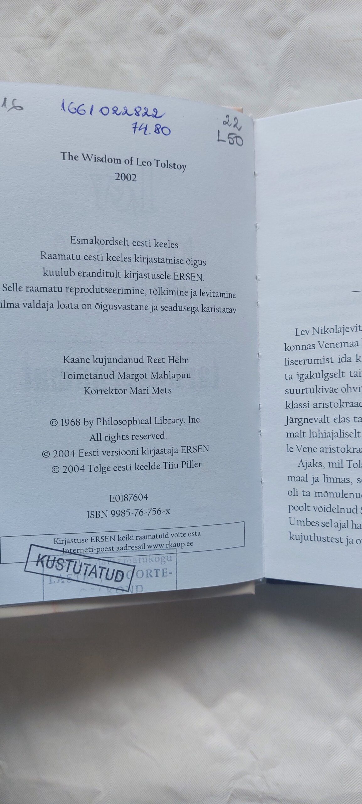Lev Tolstoi tarkuseraamat. 2004 - Image 3