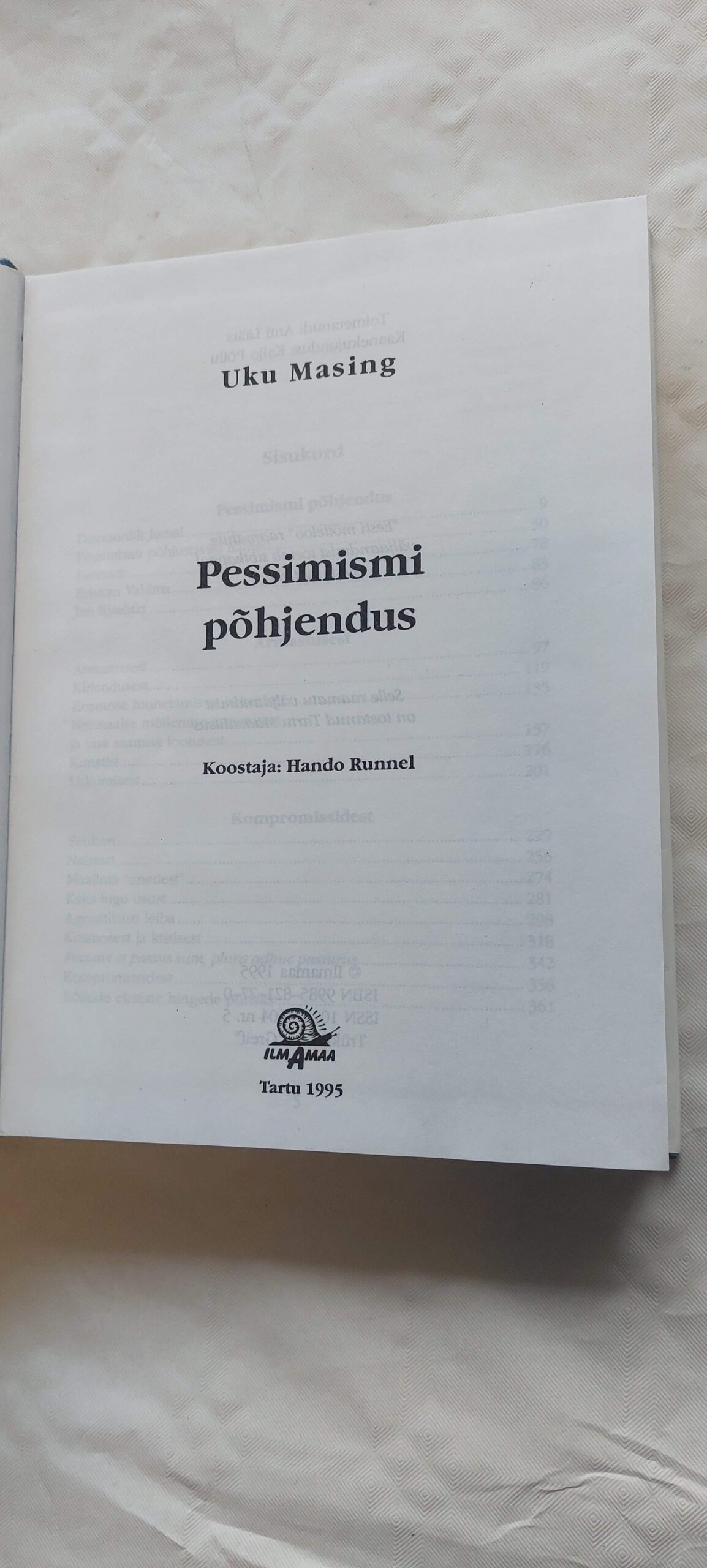 Pessimismi põhjendus. Uku Masing. 1995 - Image 3