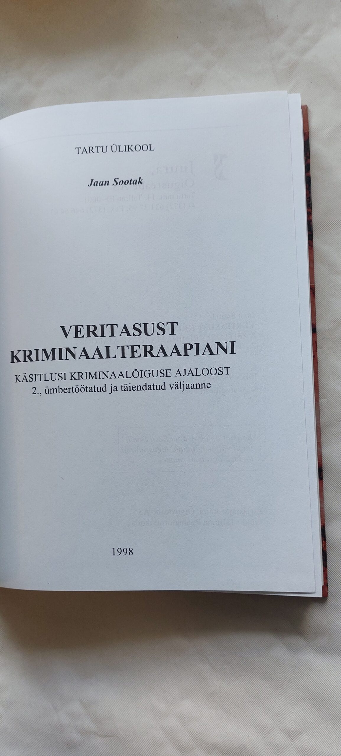 Veritasust kriminaalteraapiani. Jaan Sootak. 1998 - Image 4
