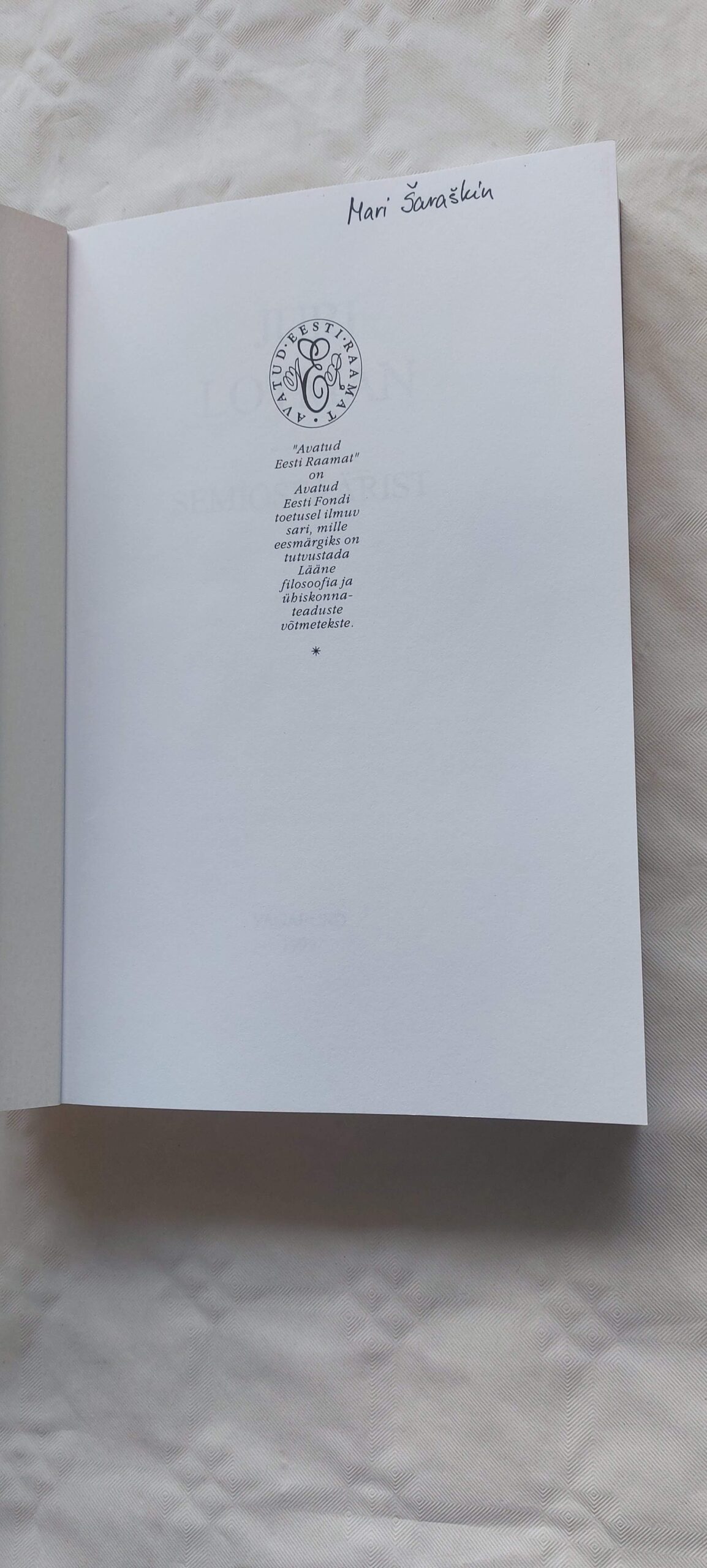 Semiosfäärist. Juri Lotman. 1999 - Image 2