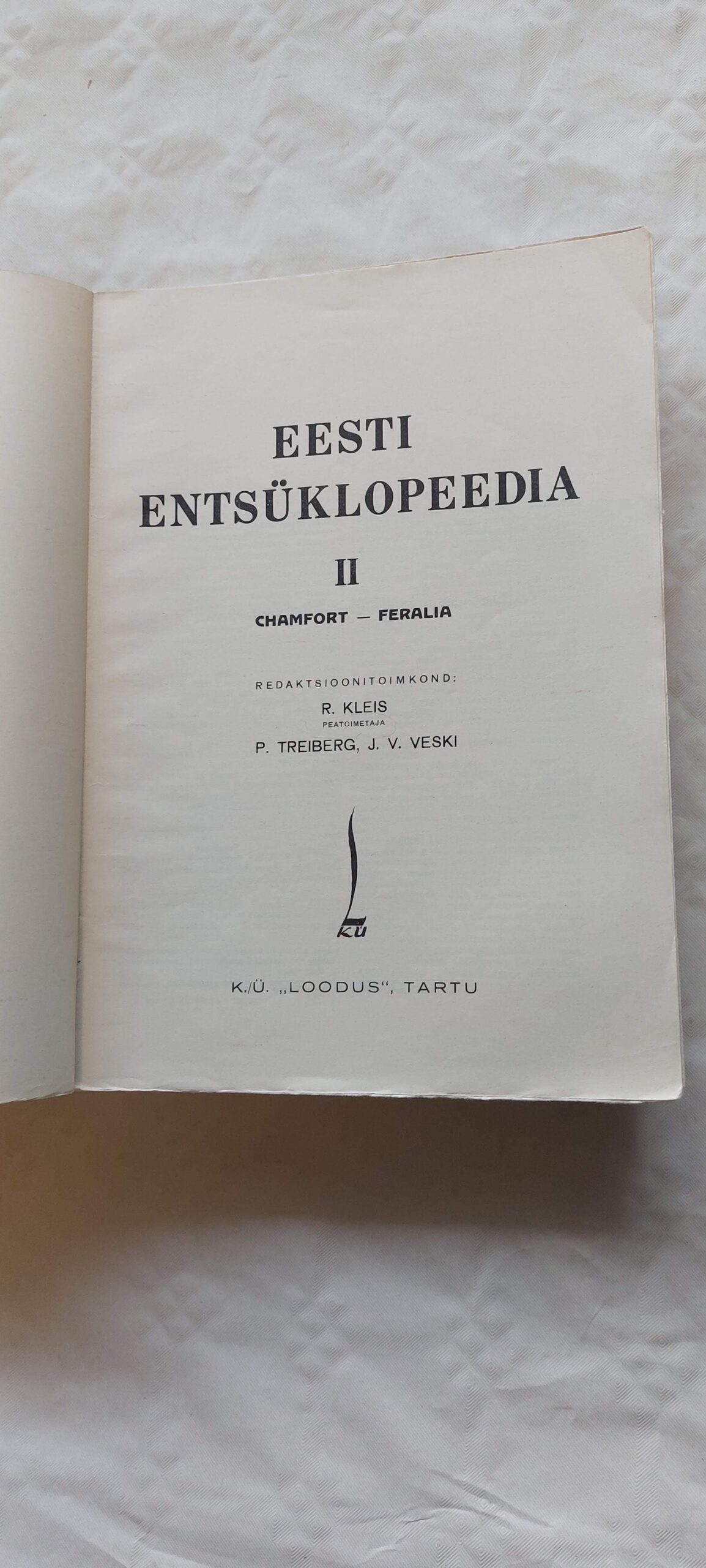 Eesti Entsüklopeedia II. osa. Chamfort-Feralia. 1933 - Image 2
