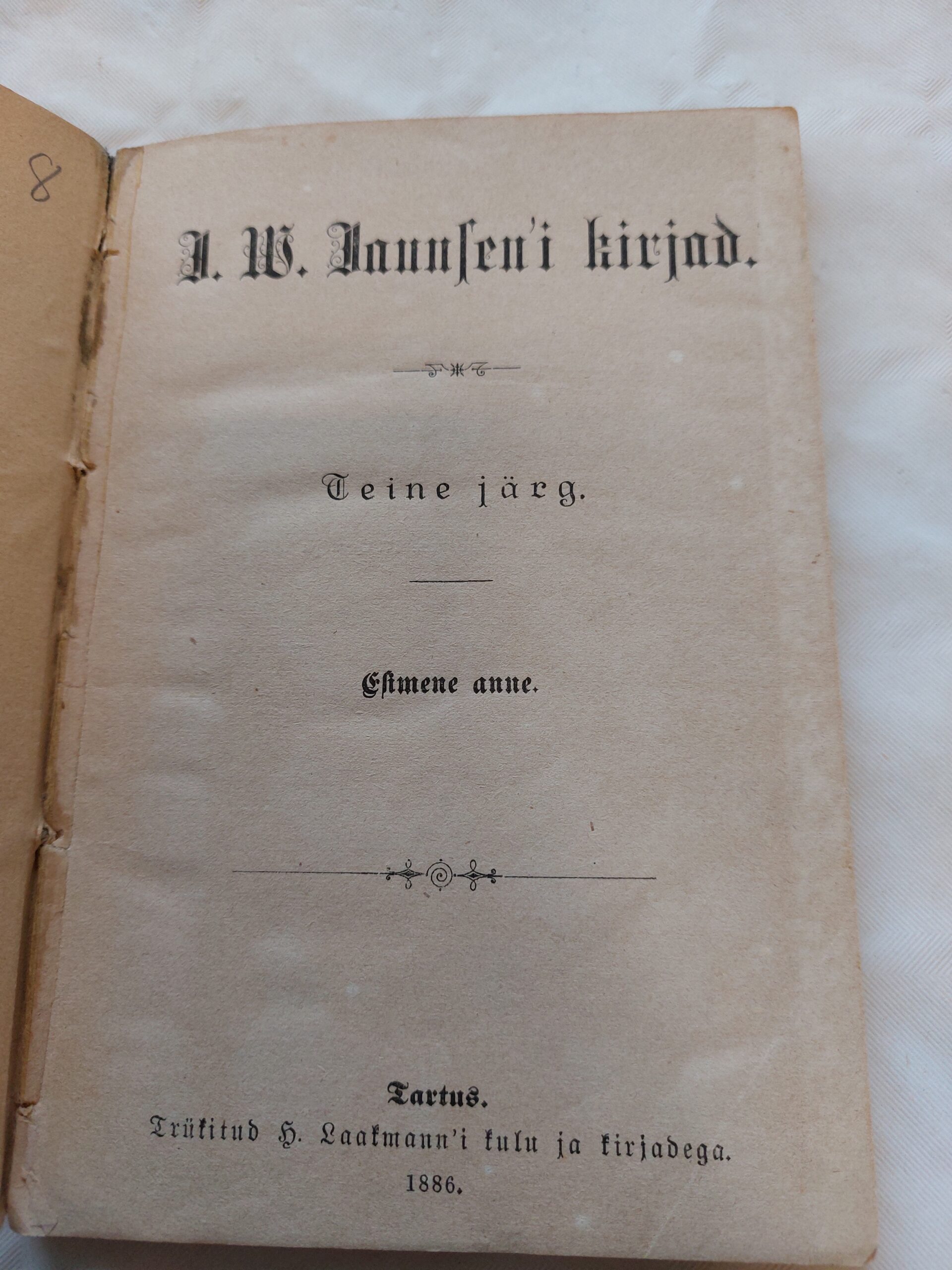 J. W. Jannsen'i kirjad. 2. järg. 1. anne. 1886