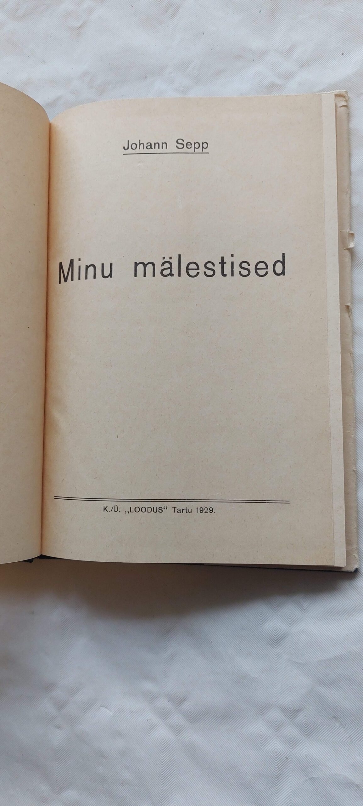 Minu mälestused. Johan Sepp. 1929 - Image 2