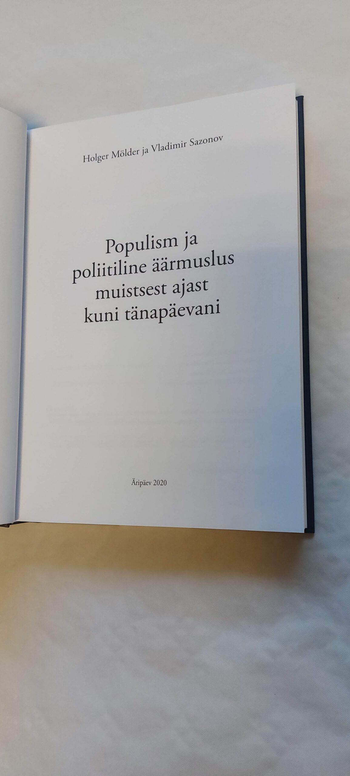 Populism ja poliitiline äärmuslus. Holger Mölder, Vladimir Sazonov. 2020 - Image 2