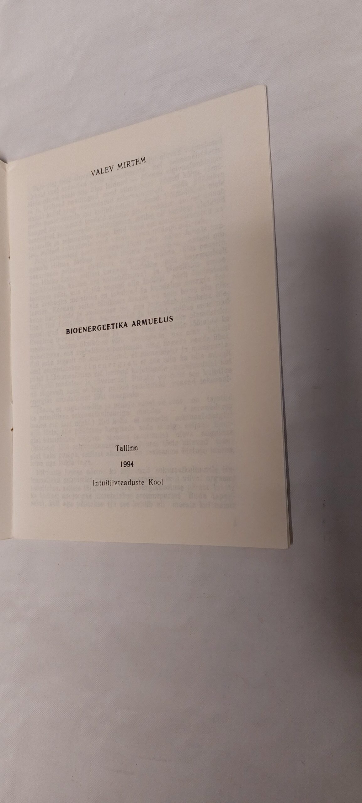 Bioenergeerika armuelus. Valev Mirtem. 1994 - Image 2
