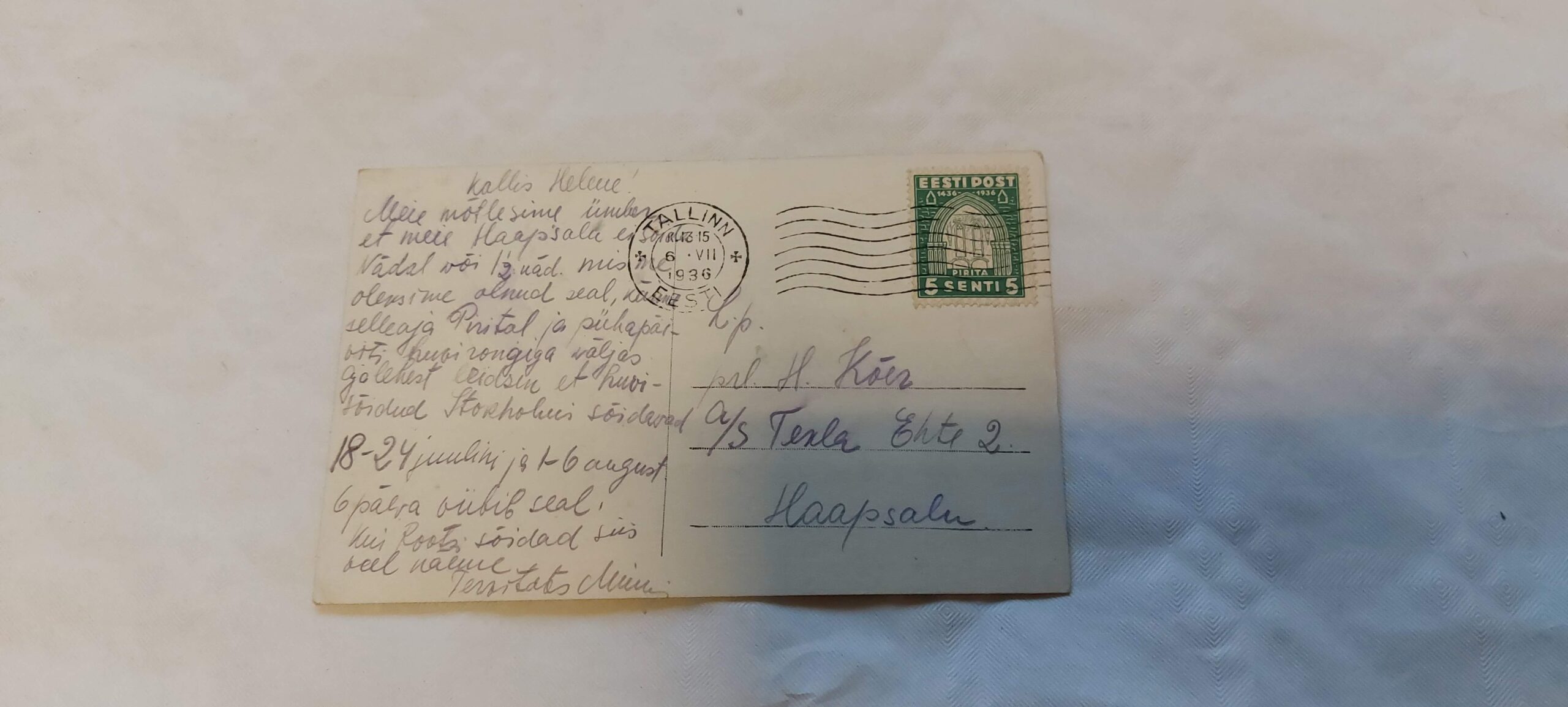 EV AEGNE POSTKAART. TALLINN EESTI HARJUVÄRAVA KIVITREPP. - Image 2