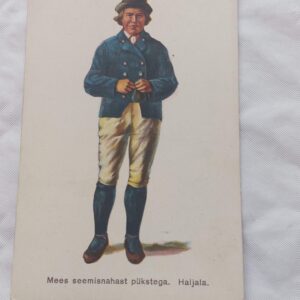 EW AEGNE POSTKAART. MEES SEEMISNAHAST PÜKSTEGA. HALJALA.