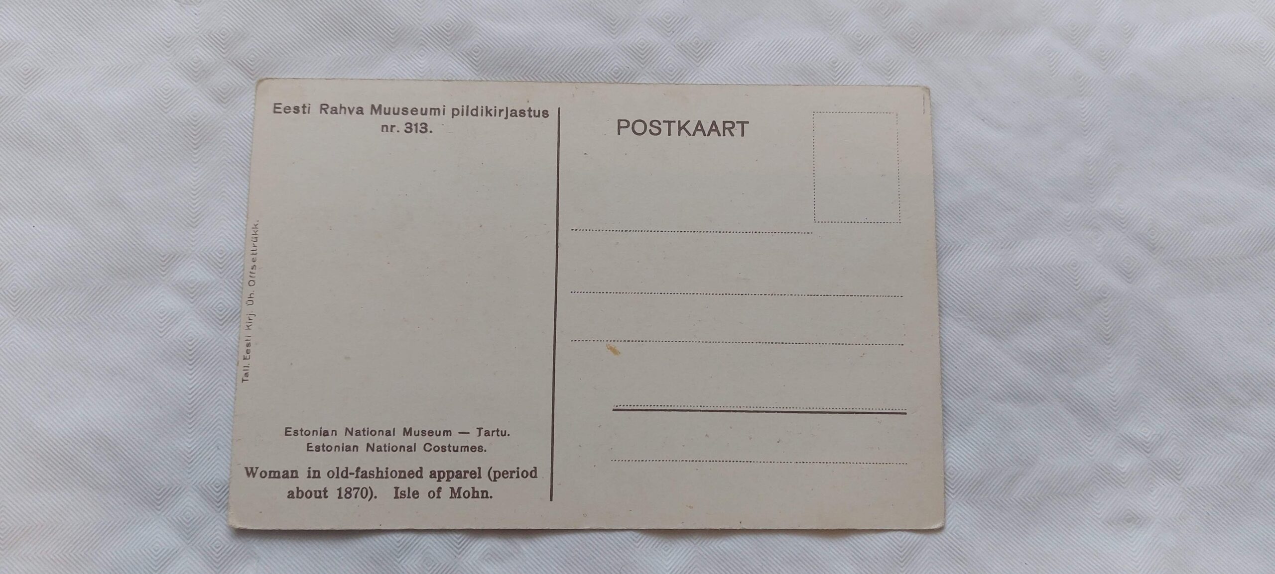 EW AEGNE POSTKAART. NAINE VANAAEGSES ÜLIKONNAS (UMB. 1870). MUHU. - Image 2