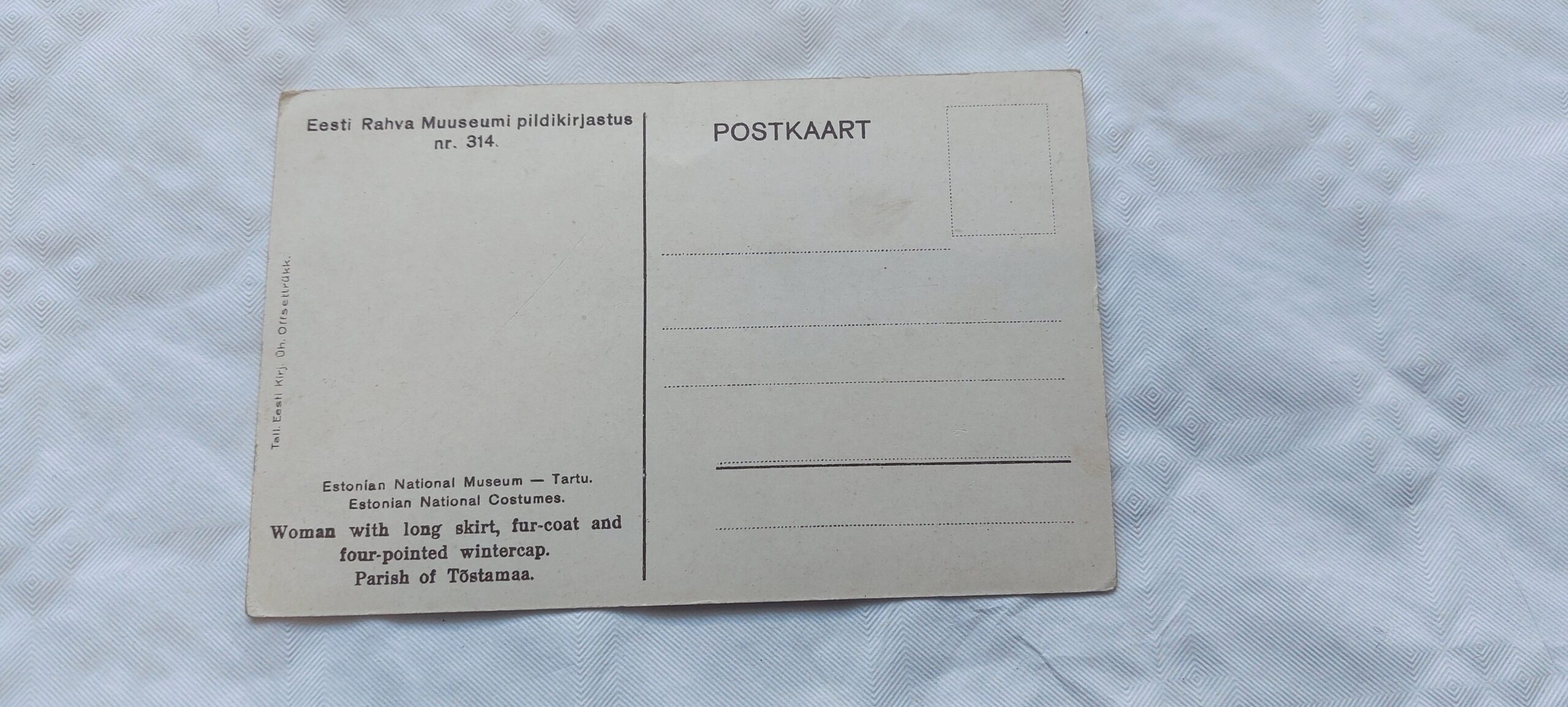 EW AEGNE POSTKAART. NAINE PIKA-KUUE, KASUKA JA 4-SOPILISE TALIMÜTSIGA. TÕSTAMAA. - Image 2