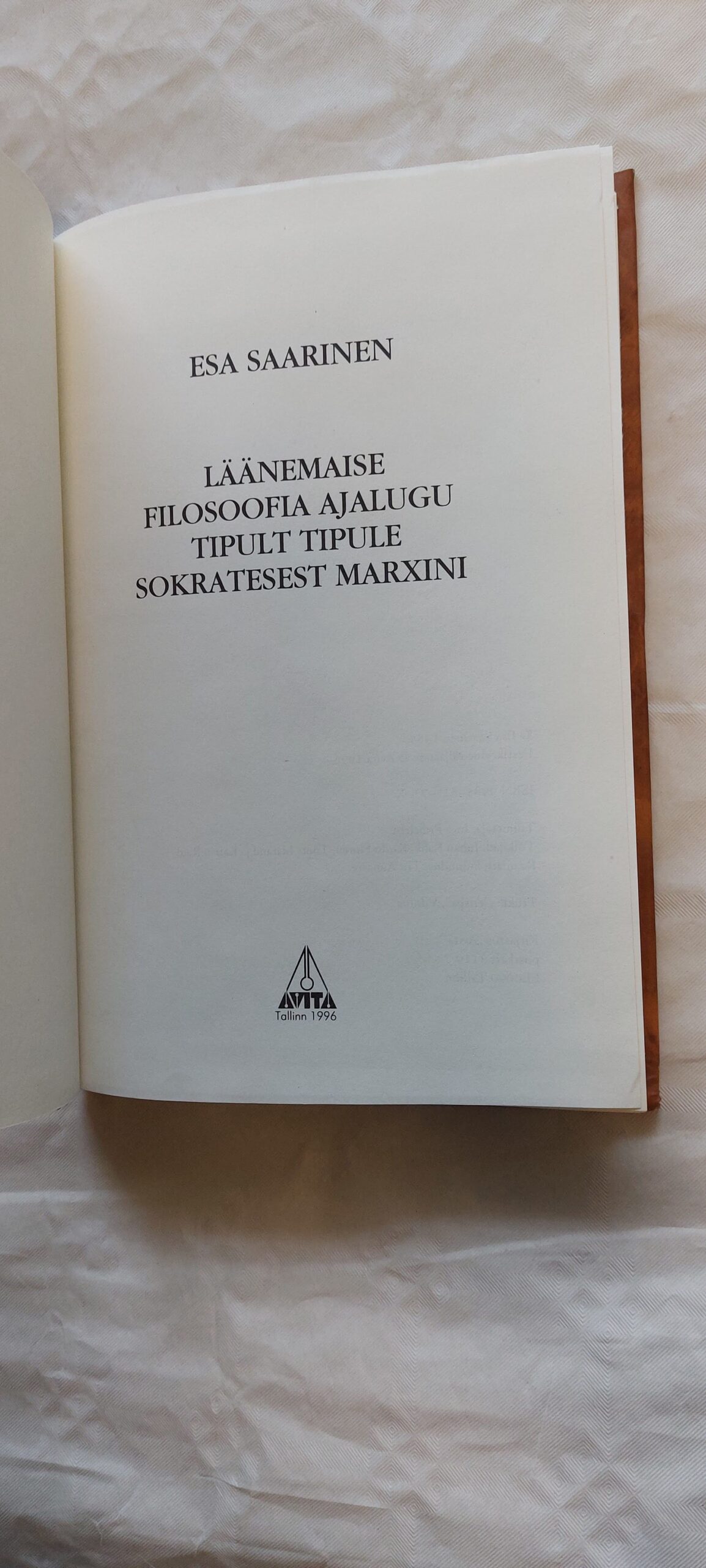 Filosoofia ajalugu tipult tipule Sokratesest Marxini. Esa Saarinen. 1996 - Image 2