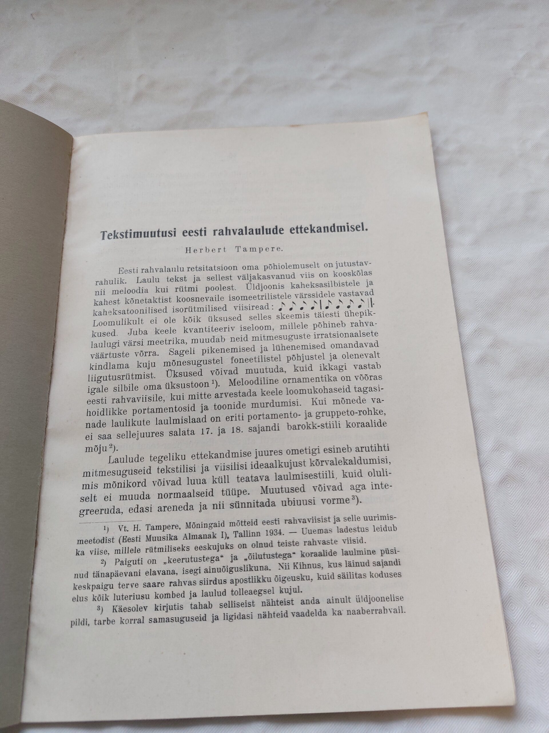 Tekstimuutusi eesti rahvalaulude ettekandmisel. Herbert Tampere. 1935 - Pilt 2