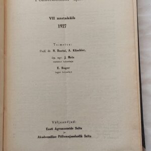 Agronoomia. Põlluteaduslik ajakiri. VII aastakäik 1927.