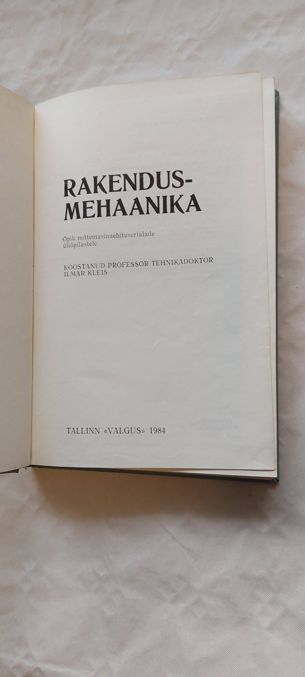 Rakendusmehaanika. Ilmar Kleis. 1984 - Pilt 2