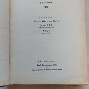 Agronoomia. Põllumajaduslik ajakiri. X aastakäik 1930