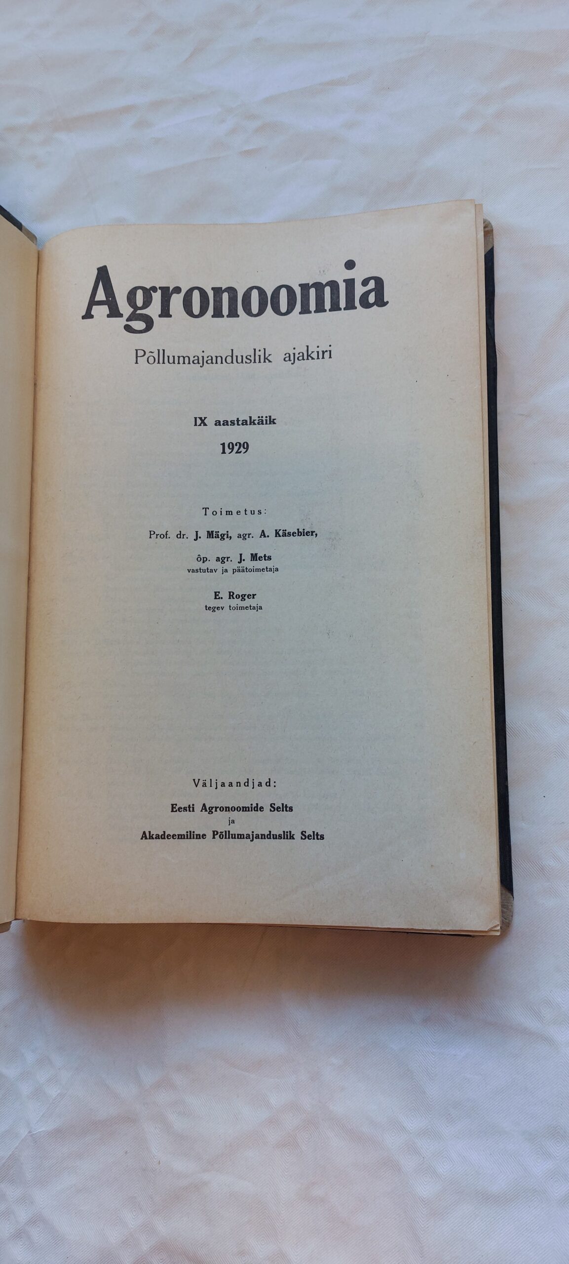 Agronoomia. Põllumajanduslik ajakiri. IX aastakäik 1929.