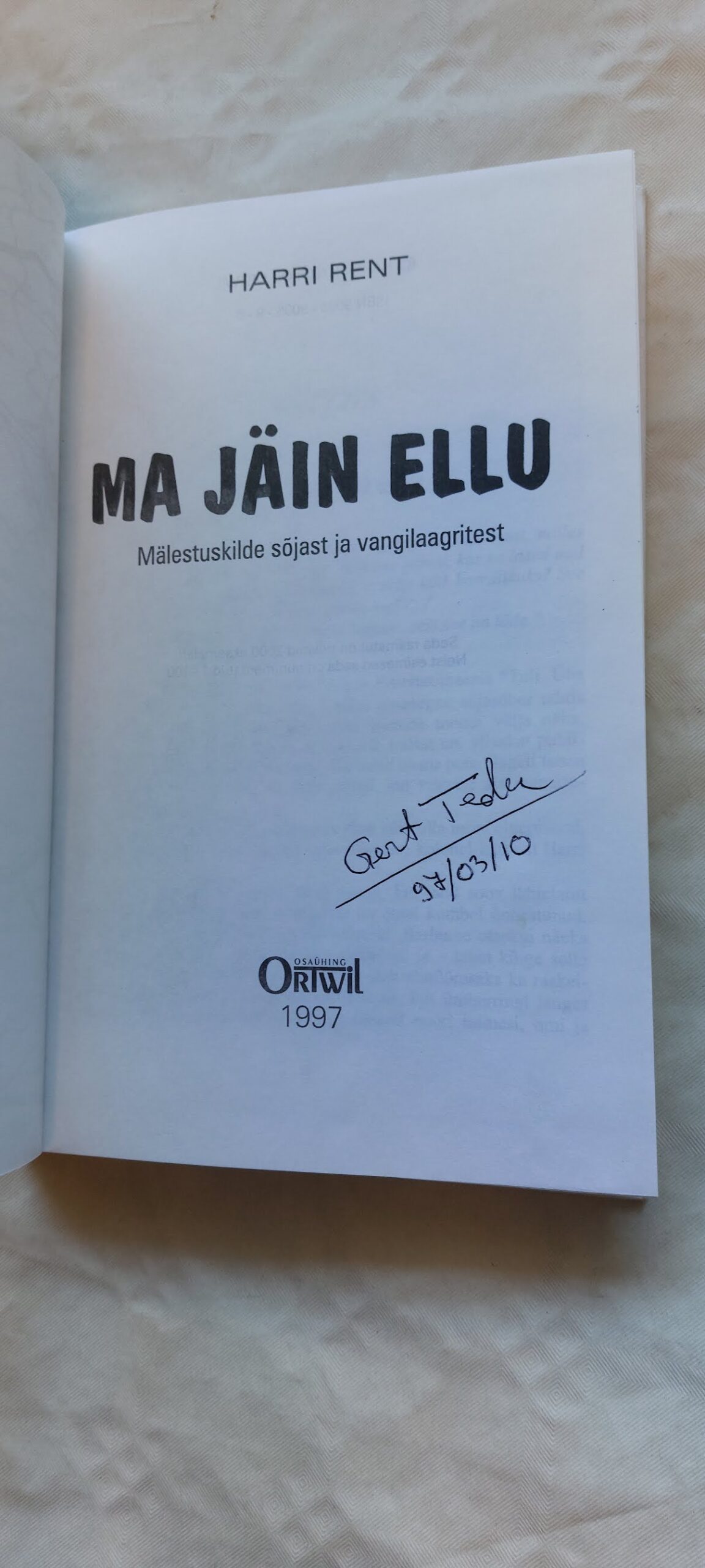 Ma jäin ellu. Harri Rent. 1997 - Pilt 2